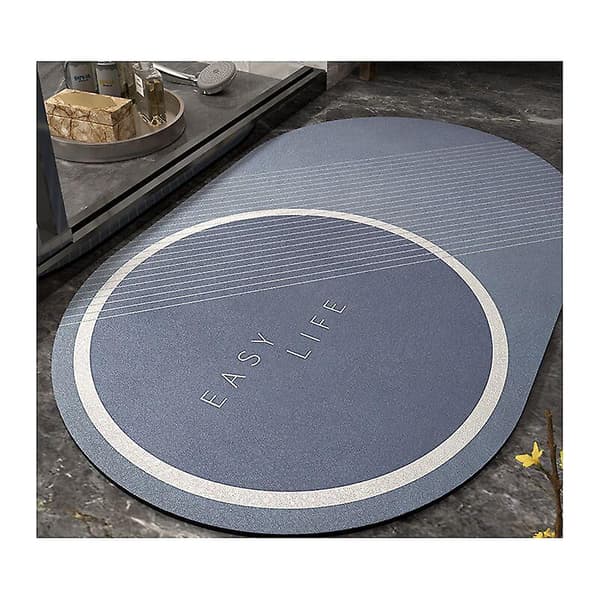 Bademåtte Oval Absorberende Gulvmåtte Til Badeværelse Afslappet Stil-grå