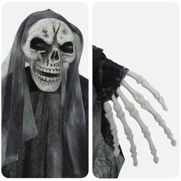 Sorte jule- og sæsonbestemte dekorationer - Hængende spøgelse Halloween 3 stk. Sort 66x110 cm Polyester C26156