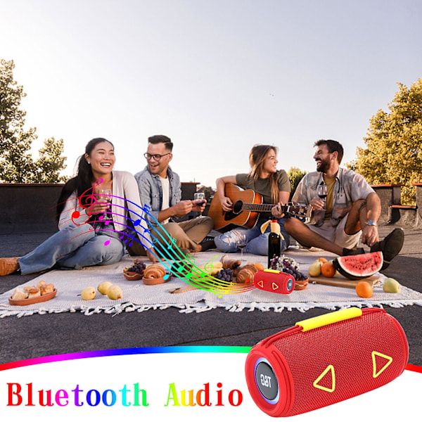 Bluetooth-högtalare utomhus bärbar ridning cylinder färgglada lampor handhållen subwoofer gåva högtalare utförsäljning（röd）
