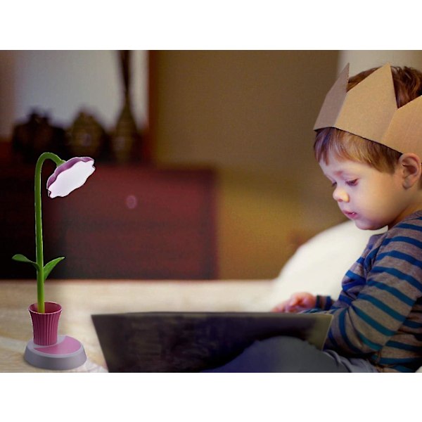 Børns LED-skrivebordslampe, bordlampe, USB-genopladelig, dæmpbar børnelampe, berøringsfølsom kontakt, dekorationslampe, justerbar svanehals, øjenvenlig læselampe