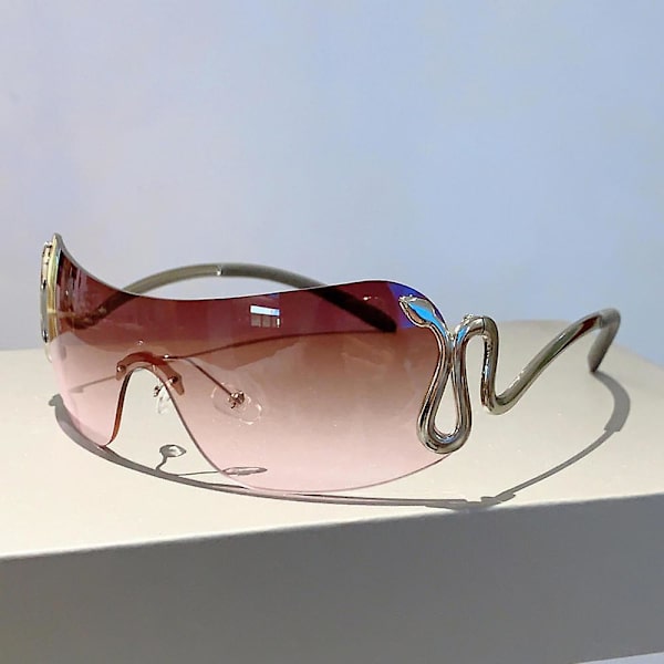 Rammeløse slange speilben solbriller Personlige innovative design solbriller for reise（Transparent sølv）