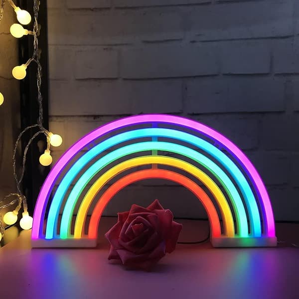 Neonlys, LED-regnbuelys, dekorative lys for barn, gaver