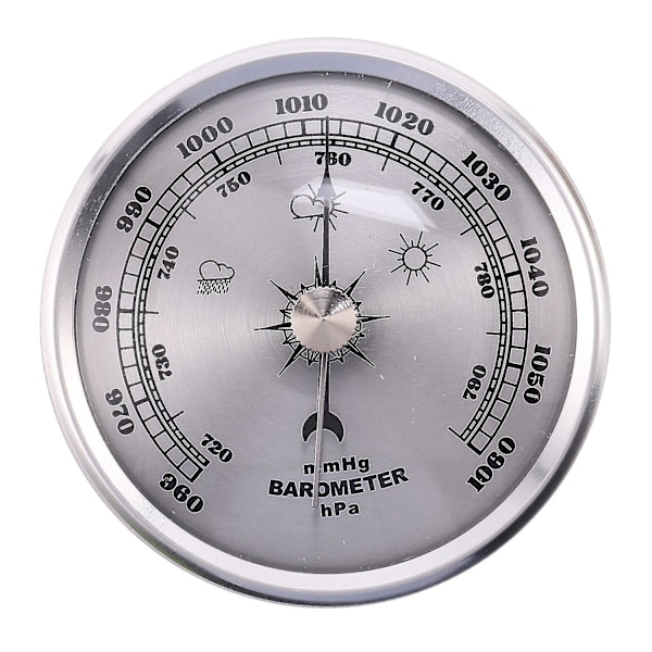 För hemtrycksmätare väderstation metallvägg hängande barometer atmosfärisk multifunktionstermometer (silvervit)