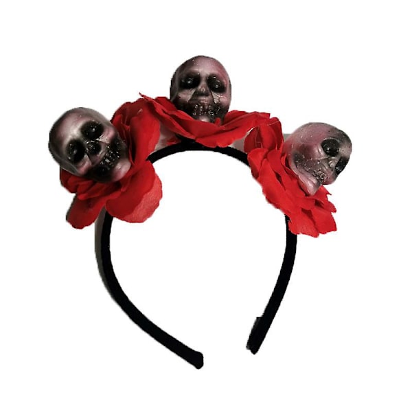 2-pakkaus Halloween-pään solki verta hirvittävä koristeellinen pääkallopanta hiuslisäkkeet juhlatarvikkeet (punainen), WZ-1662R