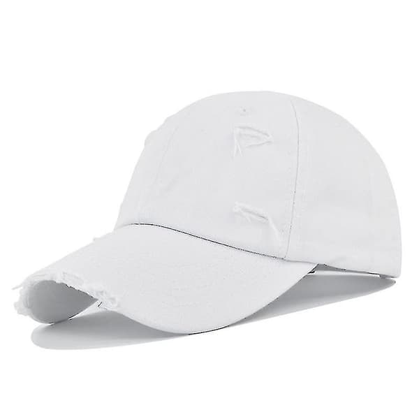 Herr Dam Baseballkeps Sommar Dam Sol Sport Visor Hat Hål Solhatt Toppad Kep Justerbar（Vit）
