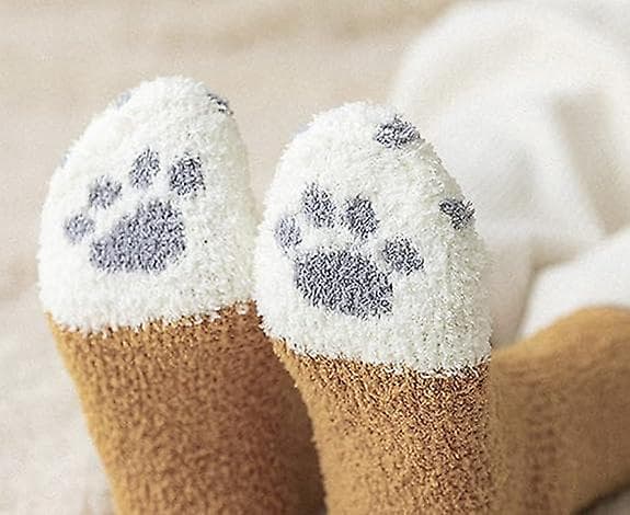 3 par bløde vintersokker til kvinder - varme, fluffy, bløde hjemmesko til at sove i - søde dyresokker - søde kattepoter2/størrelse: one size