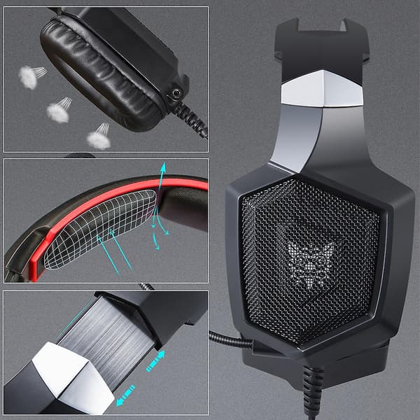 Gaming Headset 3.5mm Stereo Sound Bløde Memory Øremuffer
