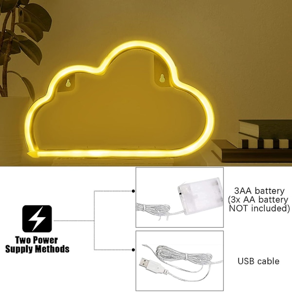 Pilvi-neonvalot, neonkyltti seinäkoristeluun, neonvalot esteettiseen huonekoristeluun, USB/paristokäyttöiset LED-neonvalot makuuhuoneeseen, olohuoneeseen, jouluun