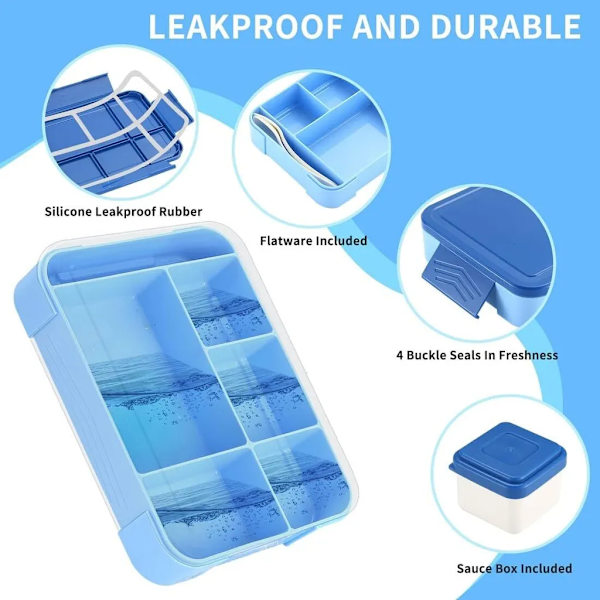 Barnematboks, Matboks - 1300ML BPA-fri Bento-boks med 5 rom
