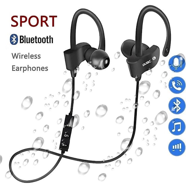 Trådløse Bluetooth 5.0-hodetelefoner, vanntette sportøretelefoner, stereo Hifi Bluetooth-ørepropper, støyreduserende hodetelefoner for iOS Android-telefon A