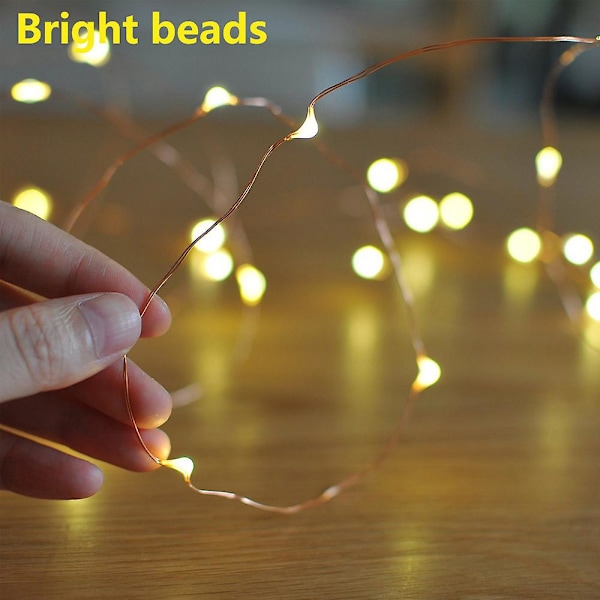 30 LED nedsänkbara lampor i koppartråd med bas (gul)