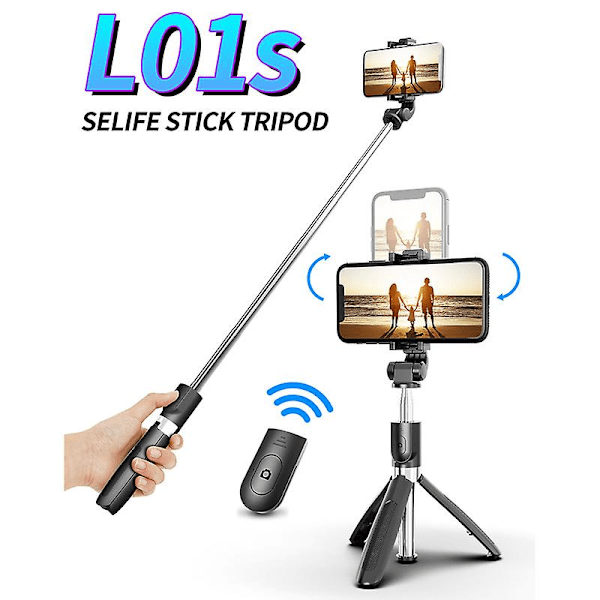 Bluetooth Selfie Perch, Extendable Portable Selfie Stick With Remote Control Tripod, Telescopic Adjustable Rotation Stick Phone Holder For Smartphones