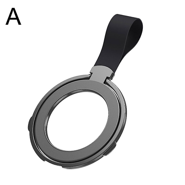 Magnetic Ring Buckle Holder Silicone Hanging Rope Rotating Desktop Phone Holder（Black）