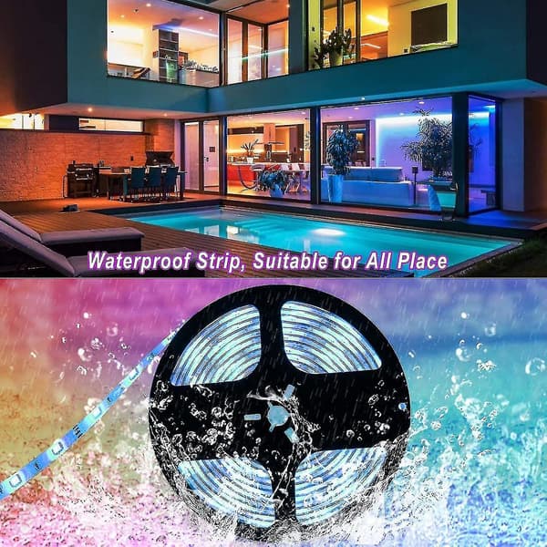 2024 Bluetooth LED-stripe 10m Vanntette LED-striper med fjernkontroll og app-styring