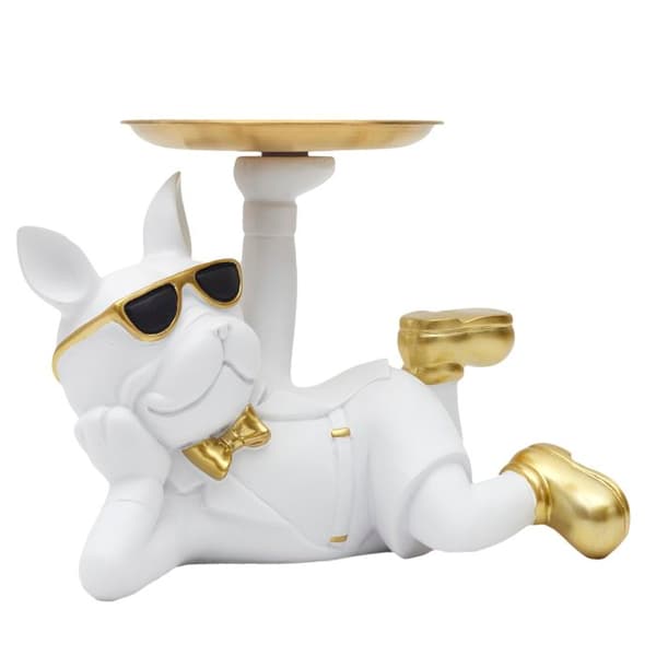 Staty - HOME DECO FACTORY - Bulldogbricka - Vit och Guld