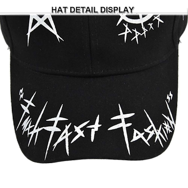 Sort-hvid farveblokering Baseball Cap Femtakket stjerne Graffiti Baseball Cap Student Bredskygget Peaked Cap Dome Solskygge