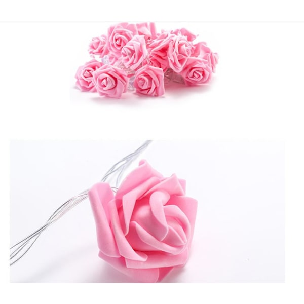 3m Battery Operated 20 LED Fairy Lights - Dusty Pink Roses 5cm