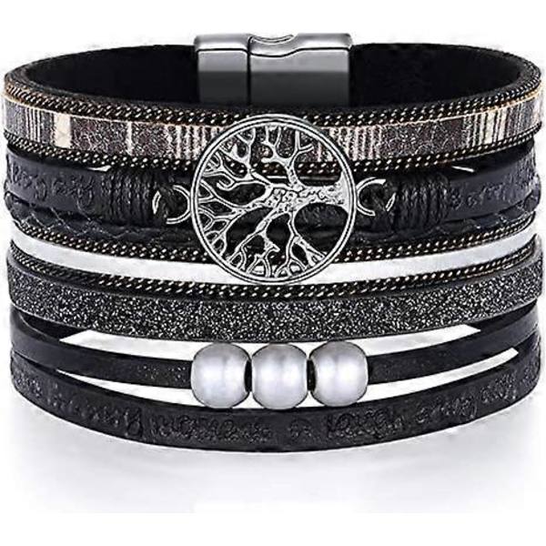 Inspirerande Livsträd Läderarmband för Kvinnor, Födelsedagspresent Påskkorg Fyllning Smycken Presenter för Tonåringar Flickor
