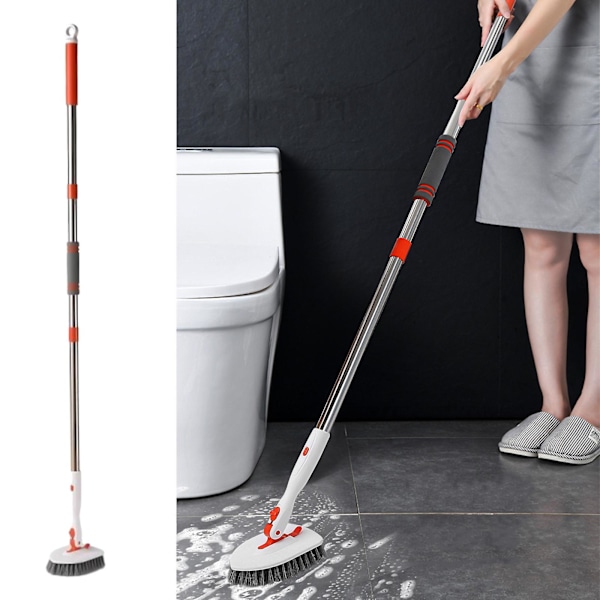 Badekar Flise Rengøringsbørste Med Langt Håndtag, Brusebad Børste Rengøringsværktøj Til Badeværelse Badekar Toilet Gulv Køkken Sokkellist Rengøringsmiddel（Hvid）