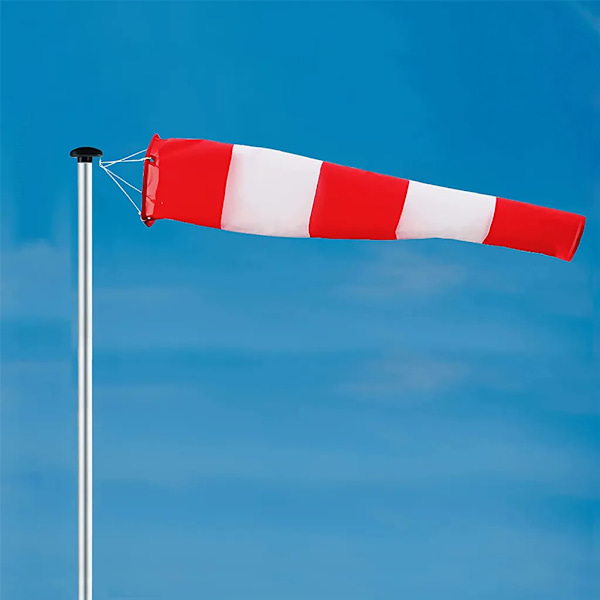 2st Fickväderflöjel Utomhus Hängande Rip-Stop Vindstrumpa Roterande Vindstrumpa Extern Anemometer Paket (röd+vit)