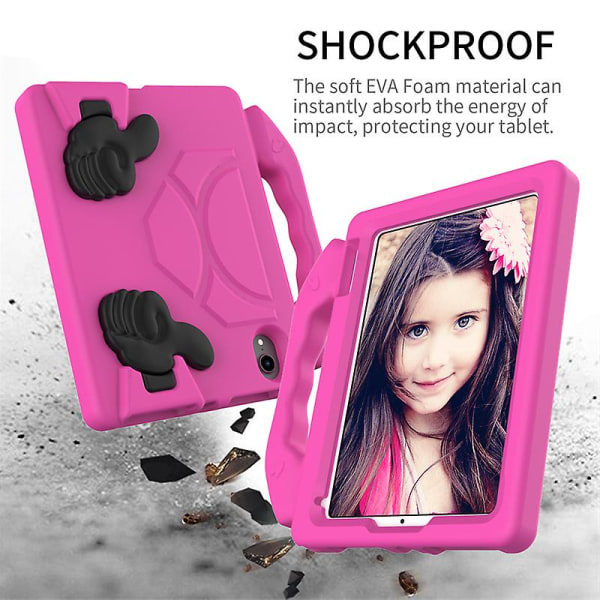 Ipad Mini 6 case, tumsäkert barnvänligt sött case med greppställ för Amazon Kindle Ipad Mini 6 surfplatta för barn (rosröd)
