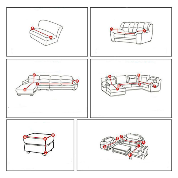 Sofaovertrekk elastisk stretch sofaovertrekk, for 1 seterL-formet hjørnesofa krever to（C）