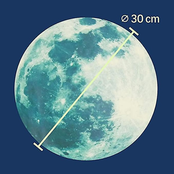 Dww-Glow in the Dark 30cm - Glow in the Dark Ceiling Perfekt for tak, Glow in the Dark Space Stickers, Moon Stickers eller Moon Stickers