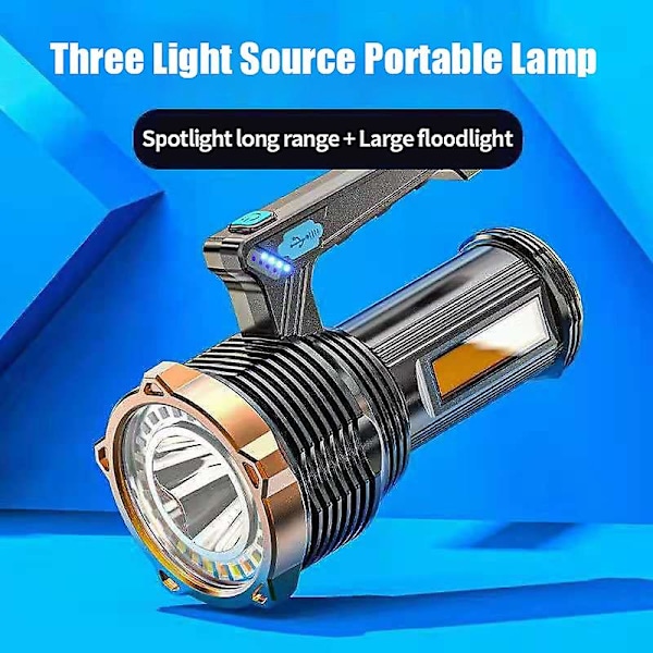 Ficklampa, Superstarkt Ljus, Led Ficklampa, Vattentät, Söklampa, Bärbar Uppladdningsbar Ficklampa, Ljus, Utomhus Ficklampa, Ficklampa, Led