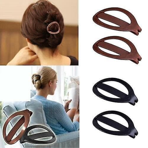 2 stk. Barrette Ponytail Holder Clip, sæt med 2 stk. - sort, brun