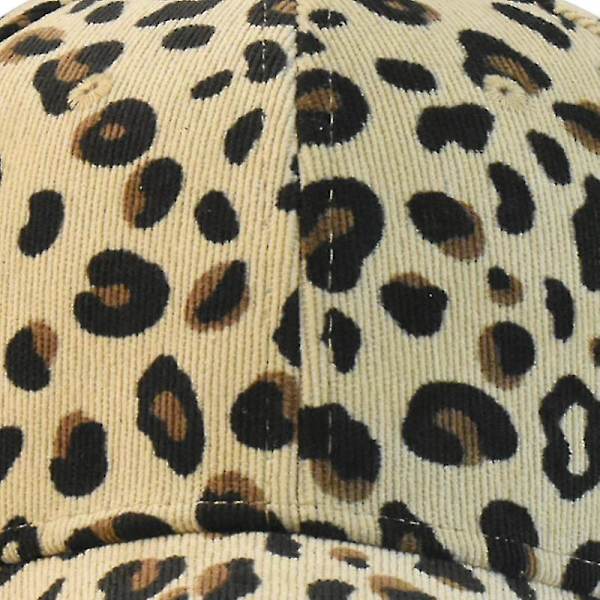 Höst och vinter leopardmönstrad manchester basebollkeps dam retro mode böjd tak duck tunga keps utomhus sport varm hatt（khaki）