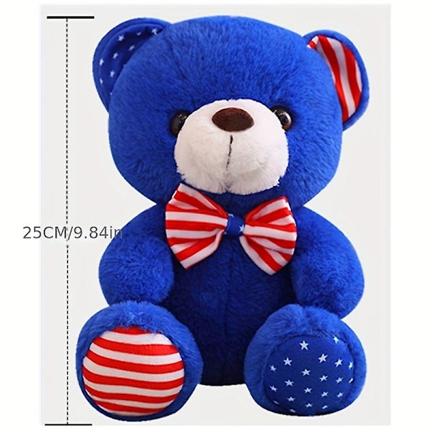 Sløjfe Teddy Bear Doll Lille krammebjørn Plys Legetøj Dukke Børns Kludedukke（blå）