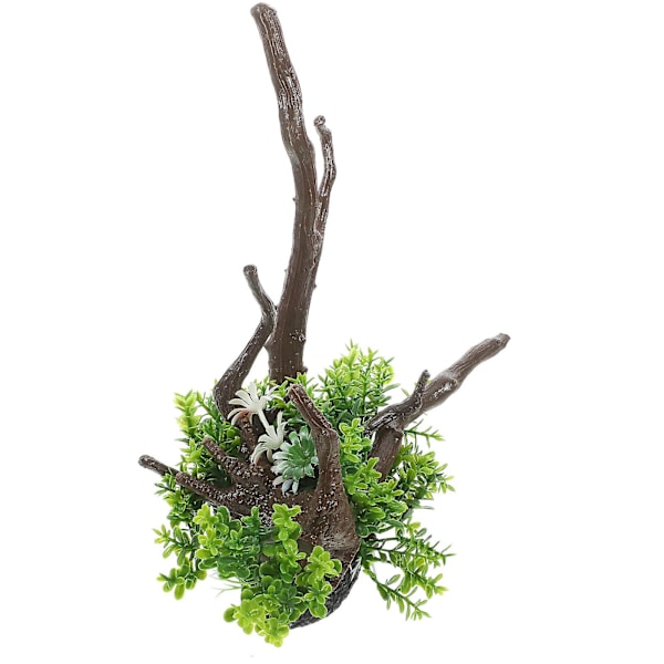 Kunstig akvarieplante ornament fisketank plante kunstig vandgræs falsk gren plante（20.50X18.00X9.00CM，som vist）