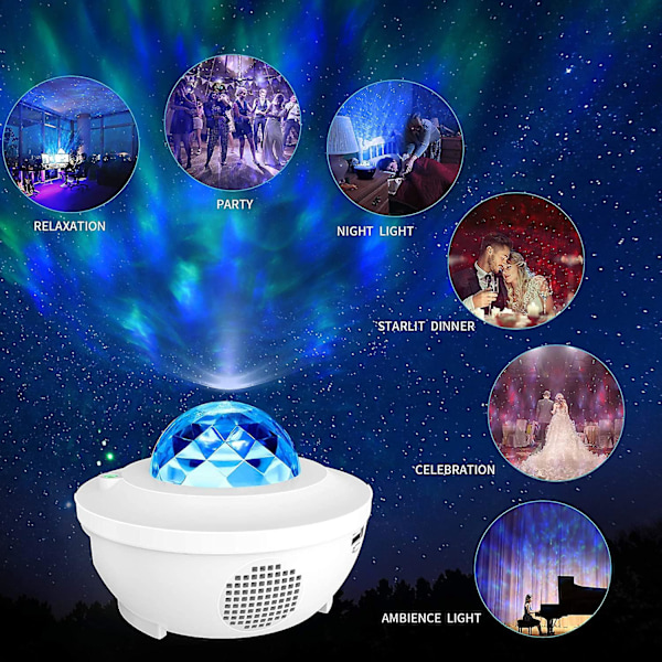 Led Projector Starry Sky Lamp With Remote Control Starry Star Moon Water Wave Effect Bluet