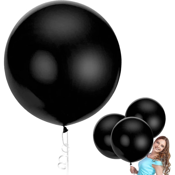 Bluelves svart ballong, 90 cm jätte svart ballong, svart ballong, bröllopsfödelsedag Dop Baby shower Födelsedag Barn Karneval Festdekoration, Pa