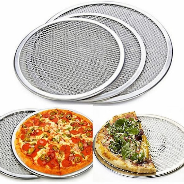 10\" Non-stick aluminiumsnett pizzaform med hull og sømløs kant