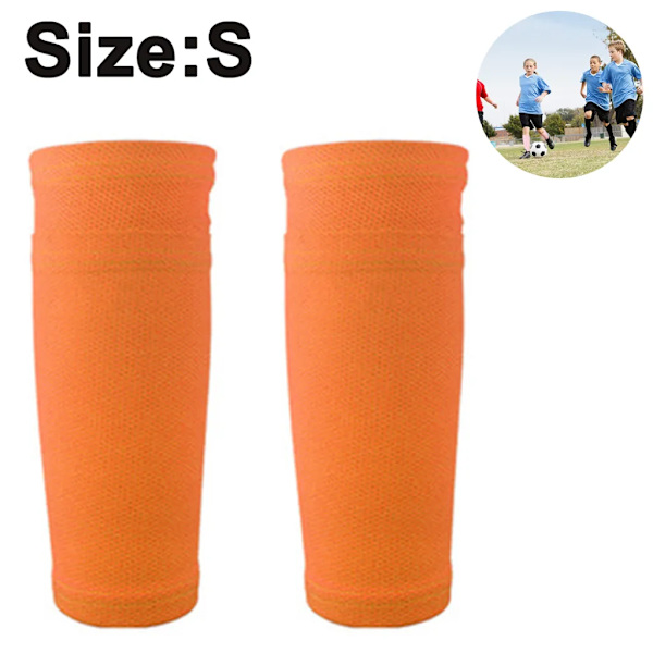Benskyddshållare Fotbollstrumpor Vadskydd med Ficka Andningsbar Mjuk (Orange)