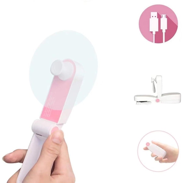 Usb Hand Fan Mini Fan Portable Battery Operated Fan 2 Wind Speeds Personal Hand Fan