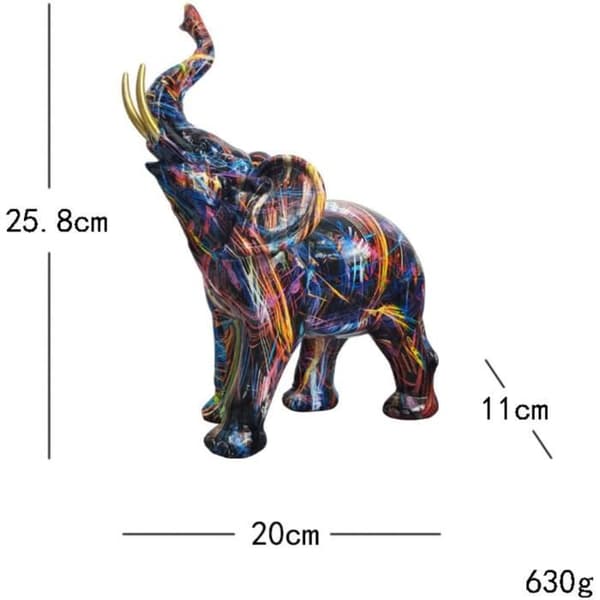 Statue - Elefant - Moderne Graffiti - Syntetisk Harpiks - 25CM - Indendørs Dekoration