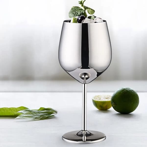 Rustfrit stål rødvinsglas, gobletter, vinglas til champagne, 500 ml cocktailglas (sæt med 2), sort