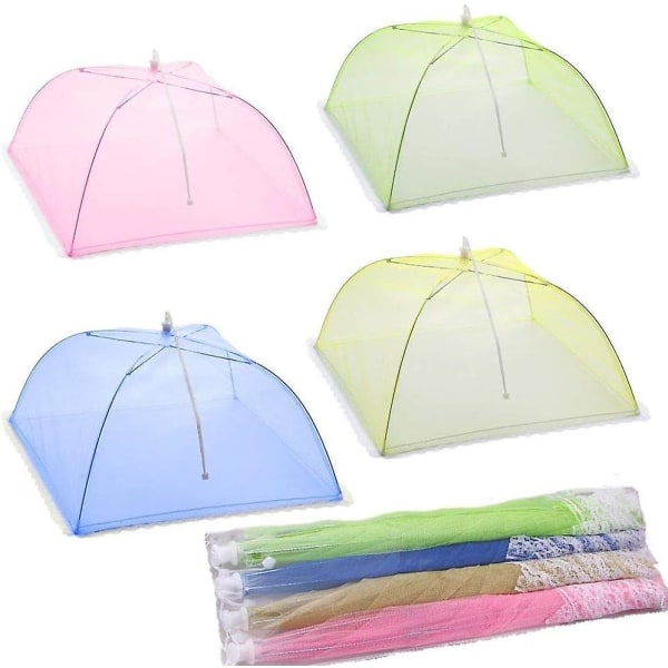 4 stycken matklockor/insektsklockor/mattält/vikbart cover Mesh Screen Paraply, BBQ och mer - 4 färger (rosa, grön, gul, blå)