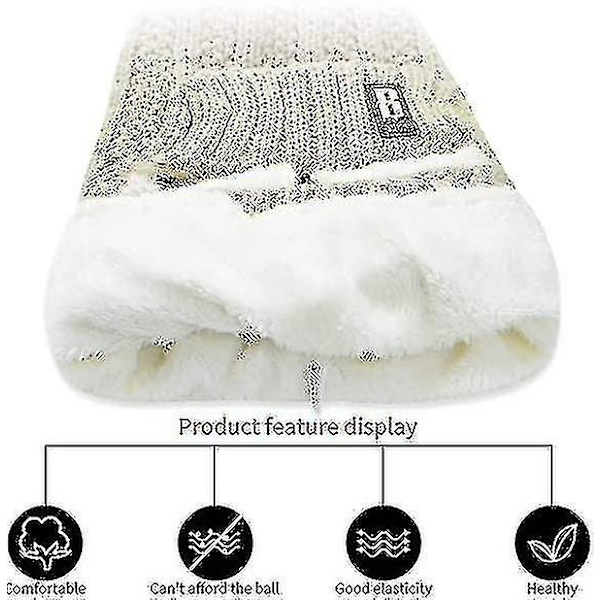 Vinter Siamese Vindtät Mössa Stickad Cirkel Halsduk Krage Mössa Termisk Fleece Fodrad Slouchy Tjock Mjuk Stretch Vinter Mössor Varmt Öra Ansikte Skydd För