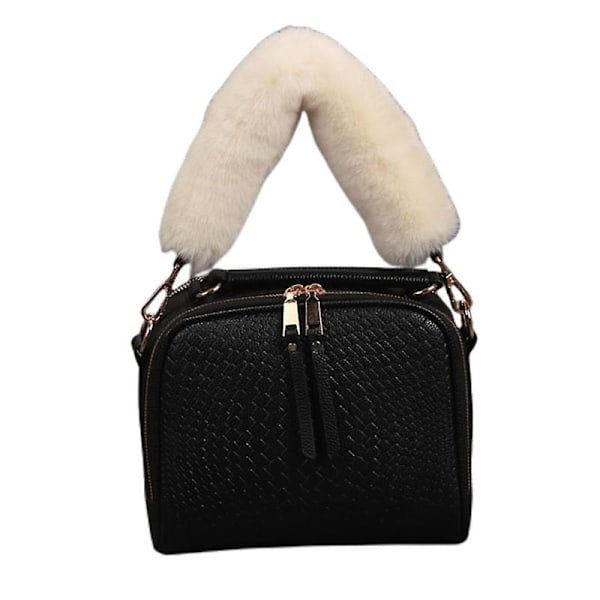 Faux päls väska handtag rem ersättning kort handväska handtag rem metall spänne ersättning tote band（54CM，FÄRG 9）
