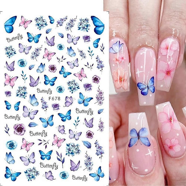 10 Ark Fjärils Nagelkonst Dekaler Självhäftande Nageldekaler Vattenöverföring Vanessa Designs Dekorationer för Nagelgel Polish