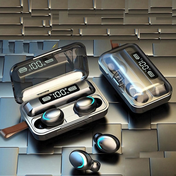 Mini Digital Display Touch-Control Trådlösa Bluetooth 5.0 Hi-Fi TWS-Hörlurar Öronproppar IPX6