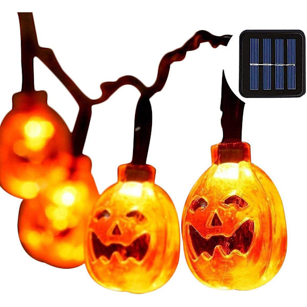 Halloween-lampor med 30 LED-pumpor, orangefärgade lampor för Halloween 2,55 tum 30 LED-lampor, Halloween-utomhuslampor för uteplats, trädgård, fester (IP65 vattentät)