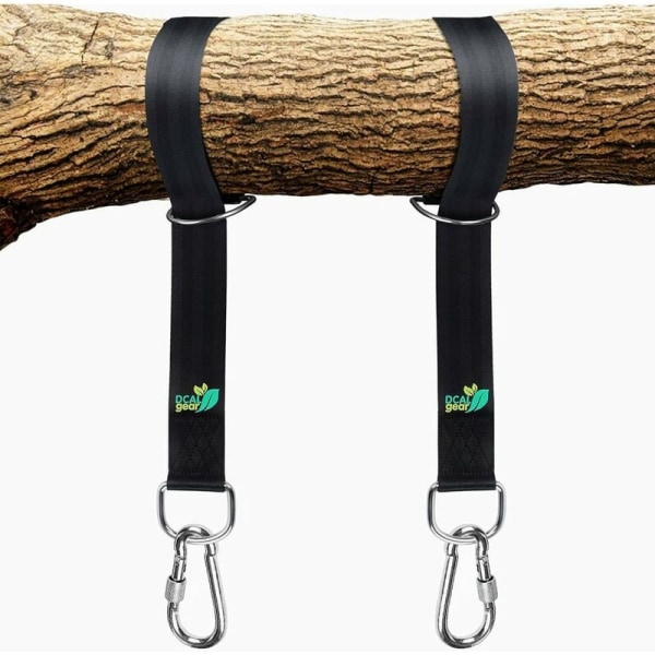 Tree Swing Hängande set, extra långa 5ft-remmar för 2000lbs - Säker låsande karbinhake Perfekt för trädgungor, hängmattor. -DKSFJKL