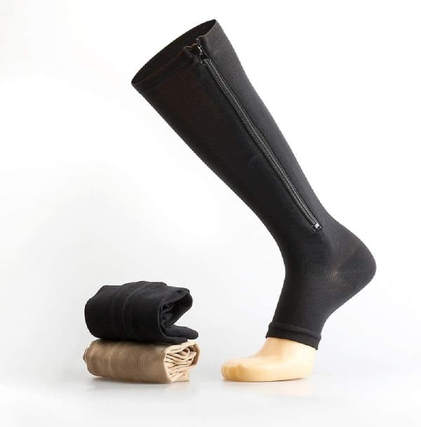 2 par kompressionsstrømper unisex læg kompressionsstrømper lynlås støtte gave