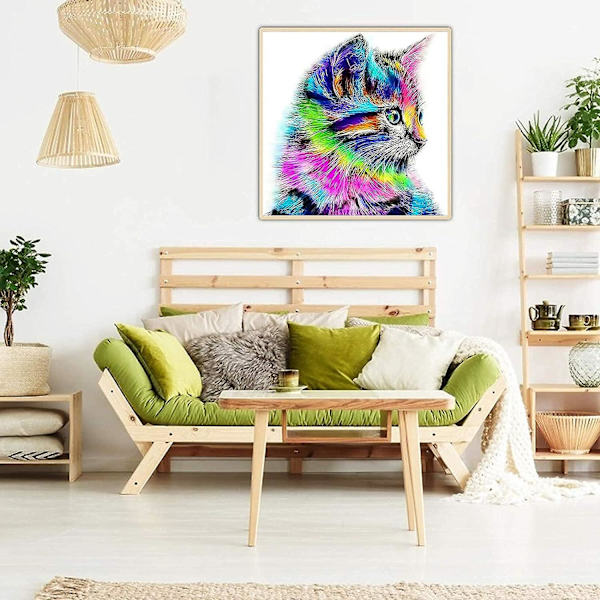 Diy 5d timanttimaalaus Pieni kissa Porkkana Iso tiikeri Timanttimaalaussarja Koti- ja toimistokoristeluun (35*35)