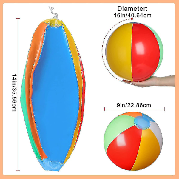 10-pack 8,7 tum uppblåsbar strandboll för barn och vuxna, uppblåsbar regnbågsfärgad strandboll