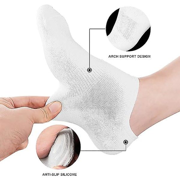 No Show Socks Women Low Socks Non Slip Flat Boat Line 8 Pairs-M/US Shoe Size5-8_white